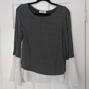 Bailey 44 Knit Top Pleated Chiffon Back-Size Small